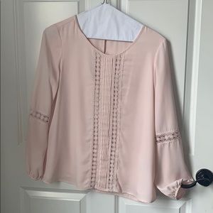 Sheer pink long sleeve blouse